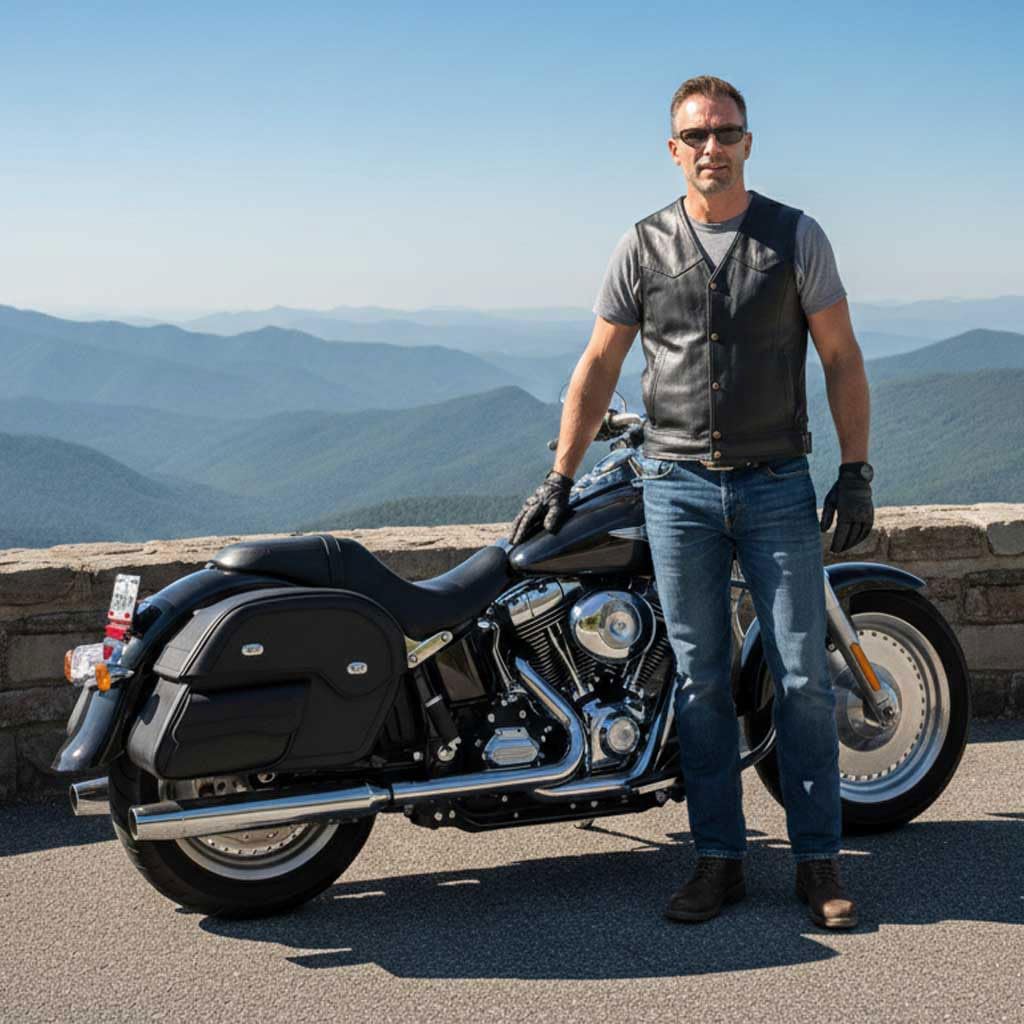 Milwaukee Leather MP8305 Black PVC Cruiser Style Slant Pouch Throw Over Saddlebags - One Size