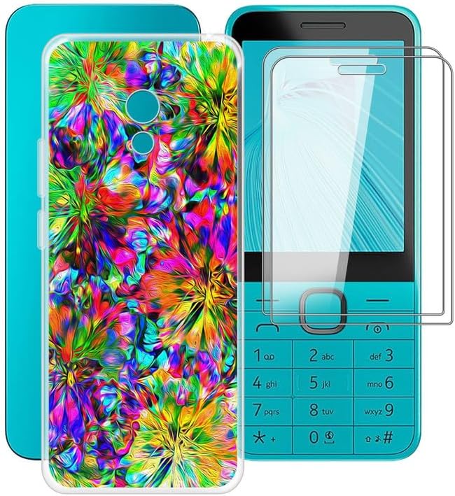 Phone Case for Nokia 235 4G 2024 (2.8") with 2 X Tempered Glass Film, Clear [Anti-Scratch X Shockproof] Soft TPU Bumper Protective Cover for Nokia 235 4G 2024 - Colorful