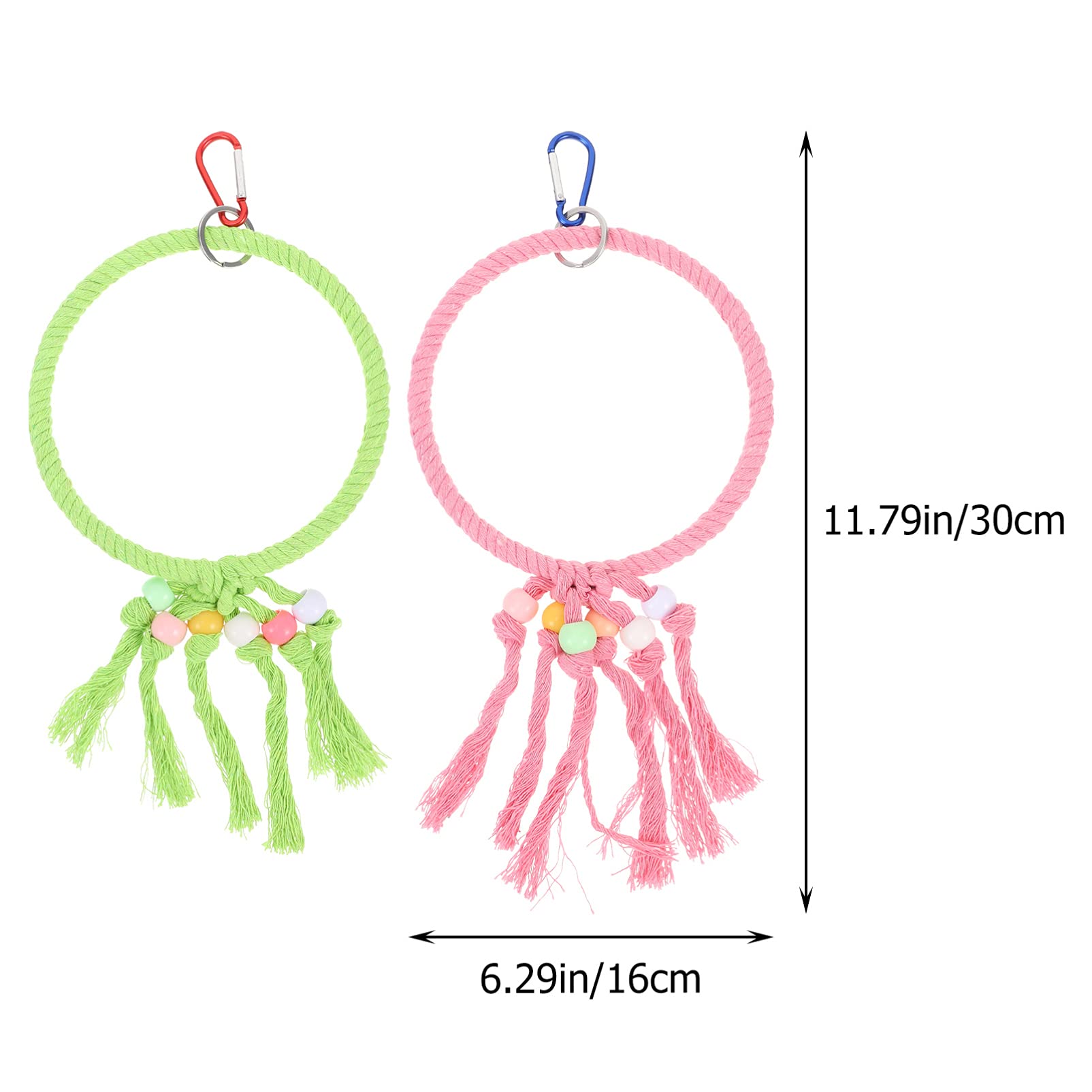 GALPADA 2pcs Hanging Parrot Chewing Swing Perch for Birds Durable Climbing Circle Fun Activity for Parrots Promotes Exercise Hooks Random Color