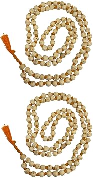 NAISHA Hare Rama Hare Krishna Tulsi Holy Basil Japa Mala 108+1 Beads Original for Daily Mantra Jaap, Bead Size 6/7mm, Pack of 2