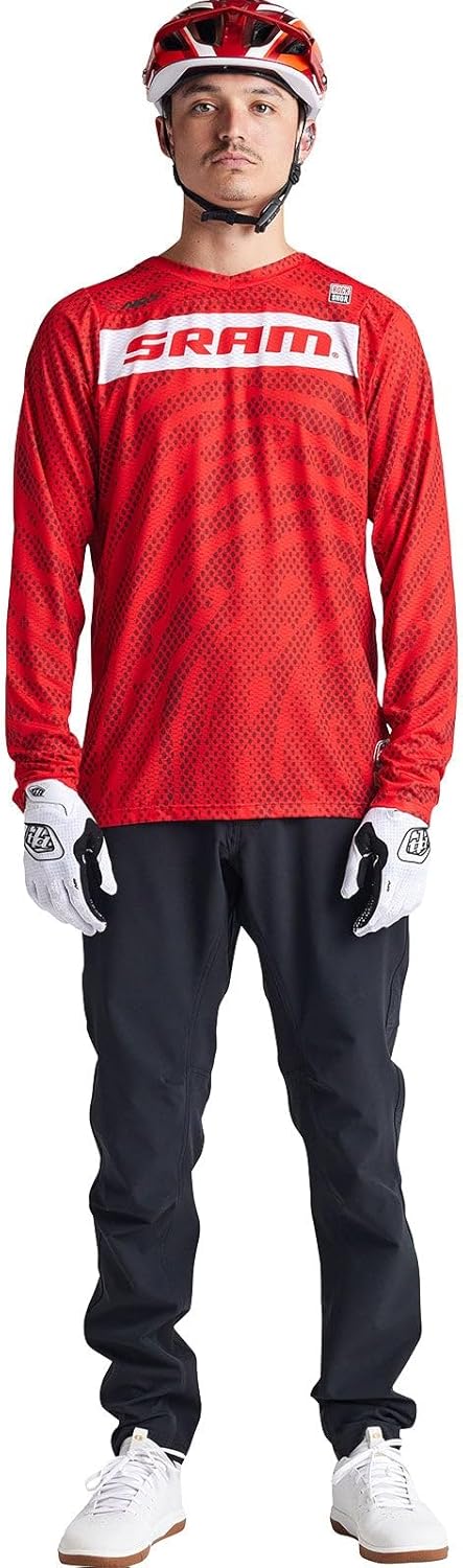 Troy Lee Designs Long Sleeve Skyline Air Adult Mountain Bike Jersey, Sram Roots Fiery Red, Medium