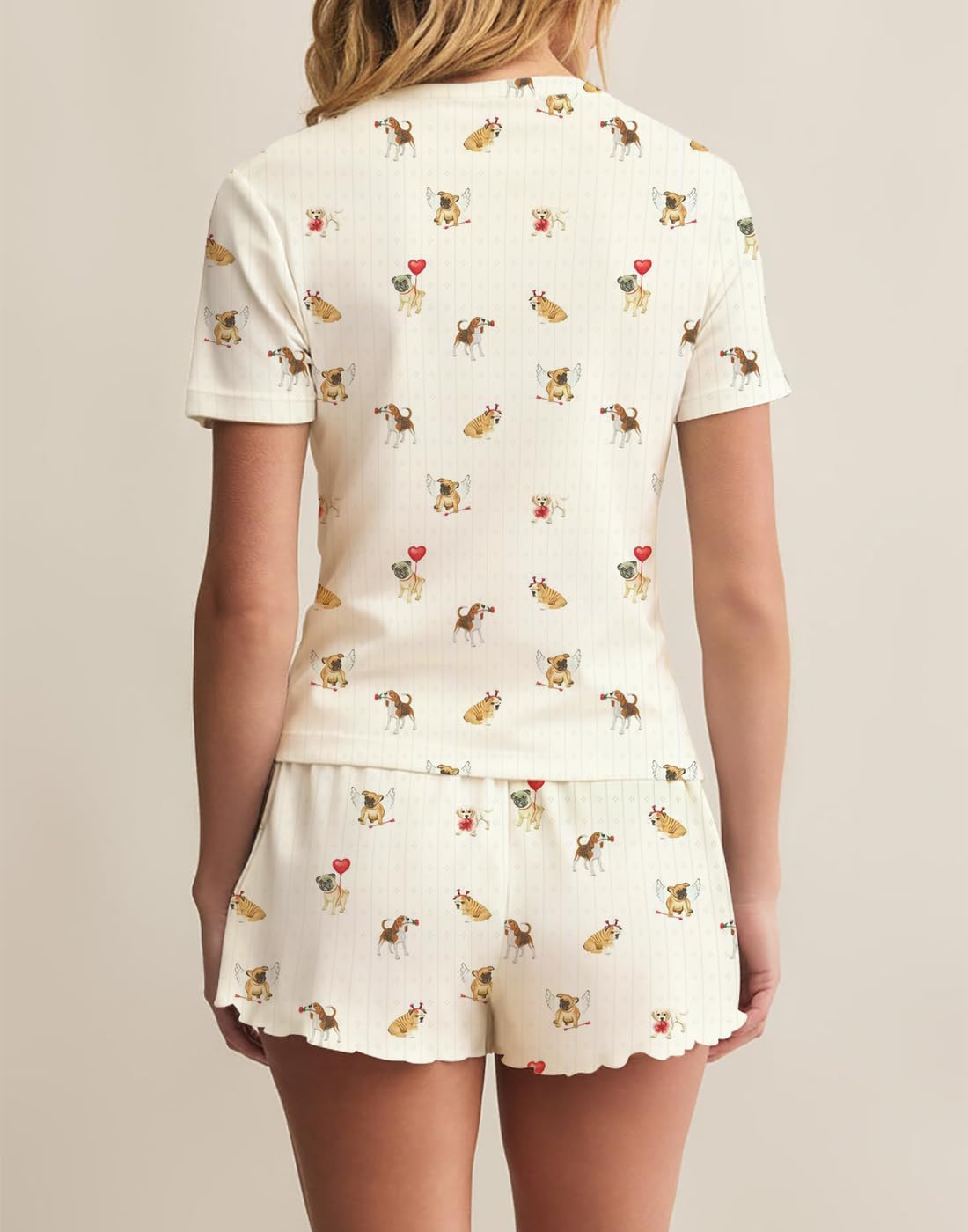 LEEDYA Women Cute Pajama Sets 2 Piece Floral Print Button Shirt and Shorts image 4