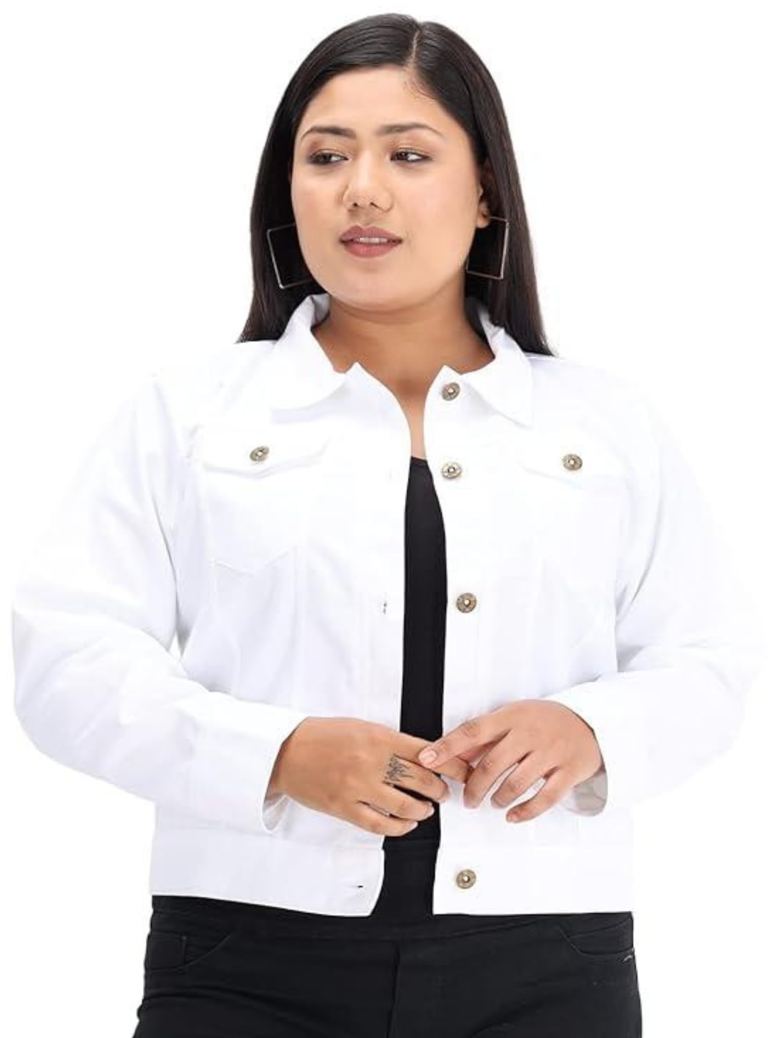 Cotton Blend Standard Length Full Sleeve Solid Women Casual Jacket-image-46