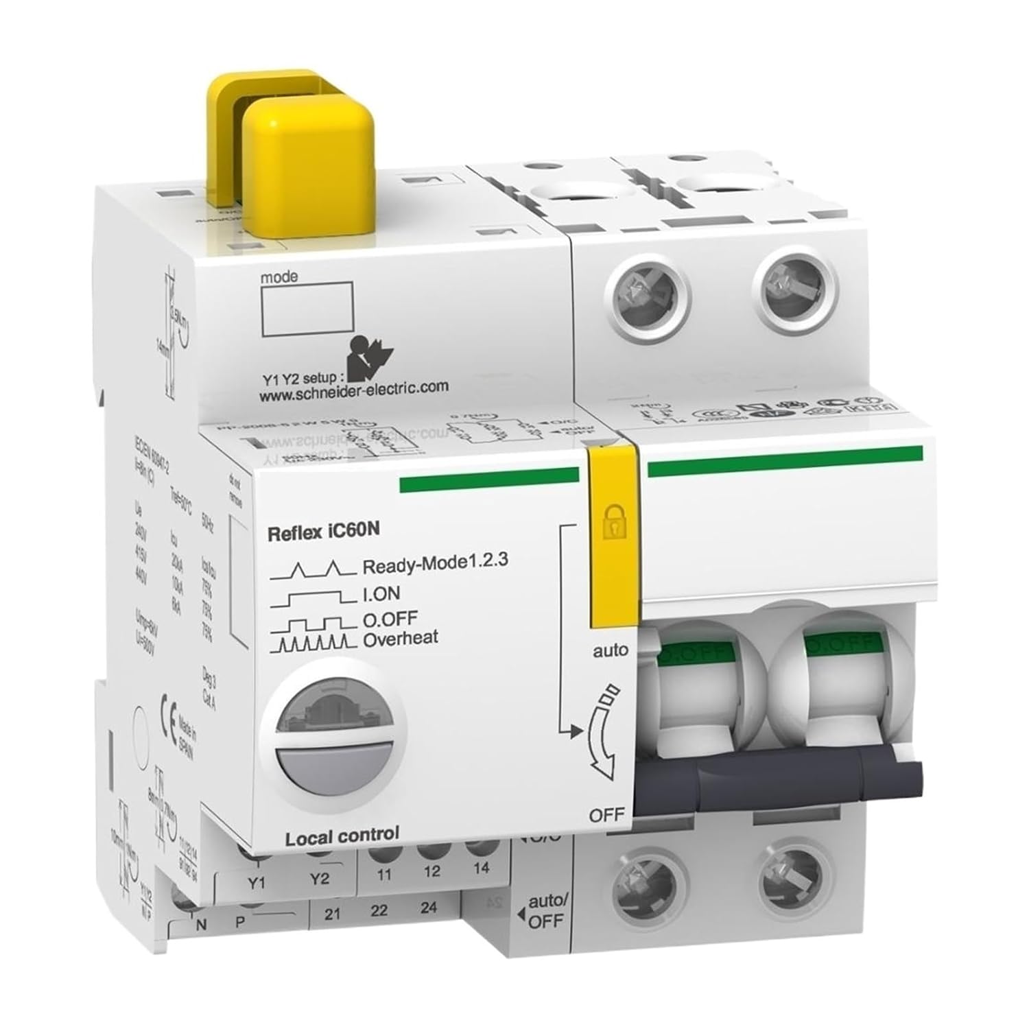 Reflex iC60N Thermal Magnetic Distribution Protection Integrated Control Circuit Breaker C Curve 2P 40A (with Ti24 Interface)