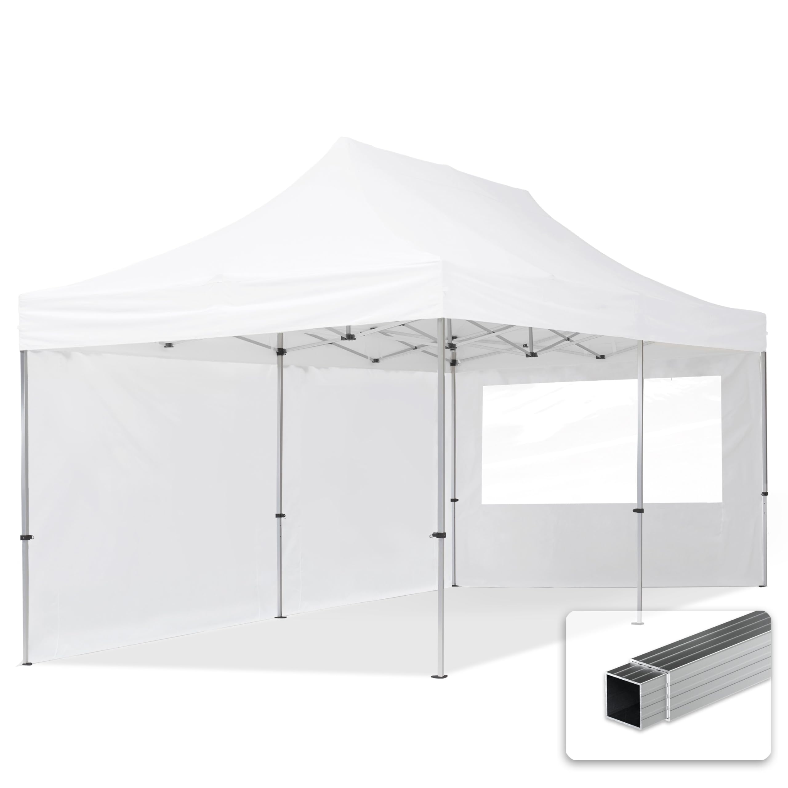TOOLPORT Faltpavillon Faltzelt Pavillon 3x6m - 2 Seitenteile Aluminium 32mm Partyzelt 700N weiß