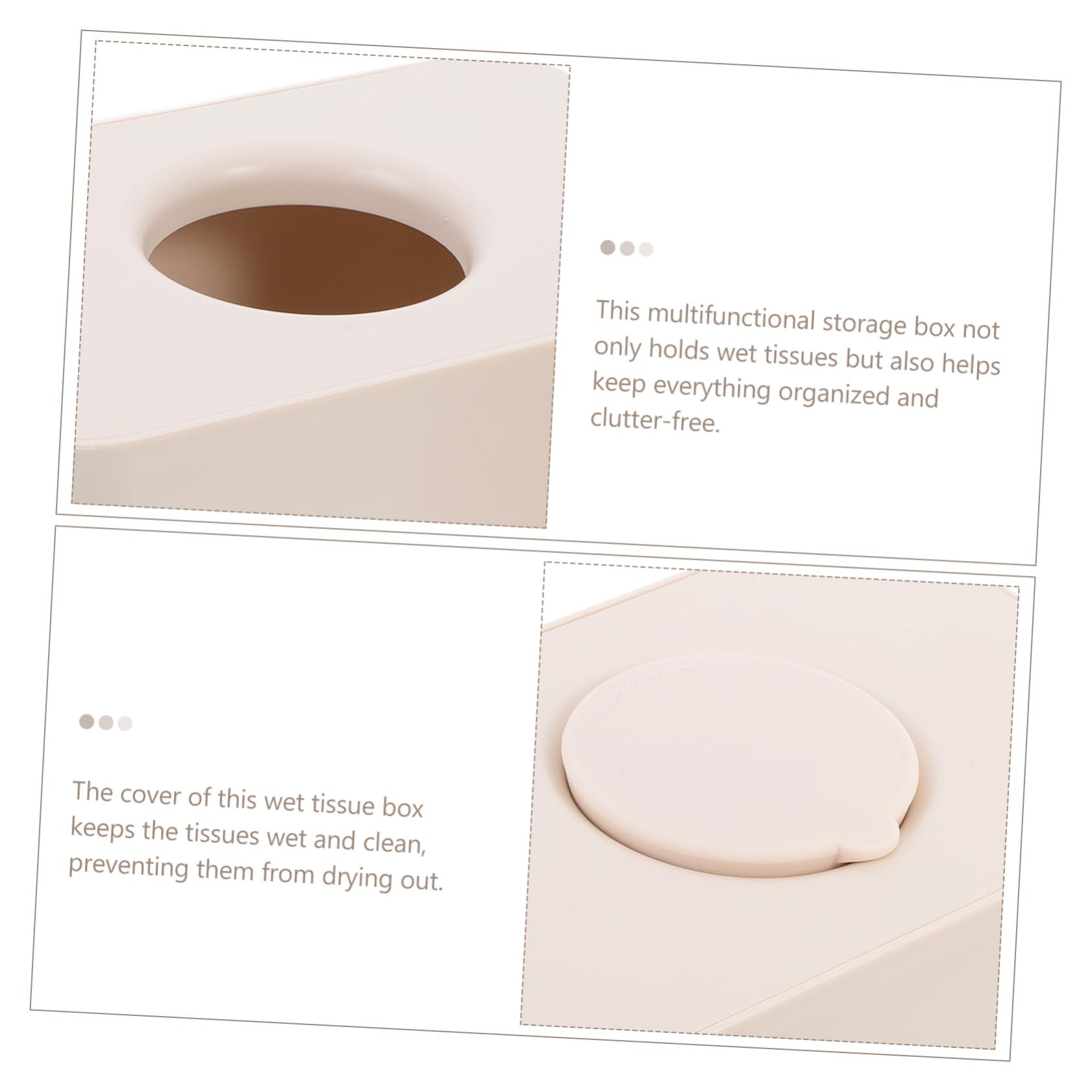 Boîte Distributrice pour Conserver les Mouchoirs de Lingettes Humides en Silicone Beige, Grosse Capacité, Multifonctionnelle et Étanche Toujours Humides