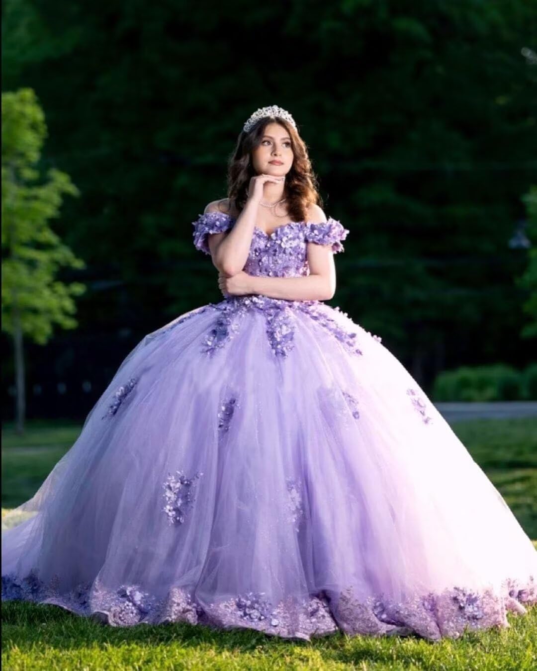 Abiti Stile Quinceanera con Scollo a Cuore in Pizzo e Perline per Donna Abiti da Ballo con Fiori gonfi 3D Abiti Dolci 15 16 con Bowie