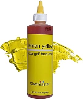 Chefmaster Lemon Yellow Liqua-Gel Food Coloring | Vibrant Color | Professional-Grade Dye for Icing, Frosting, Fondant | Baking & Decorating | Fade-Resistant | Easy-to-Use | Made in USA | 10.5 oz
