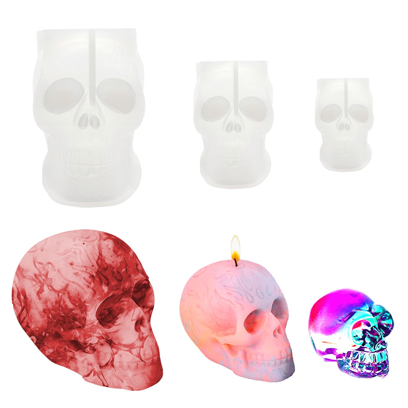 Candele Per Halloween Stampo Teschio KyeeaDIY 3pcs Stampi In Resina A Candele Per Halloween Stampo Teschio KyeeaDIY 3pcs Stampi In Resina A