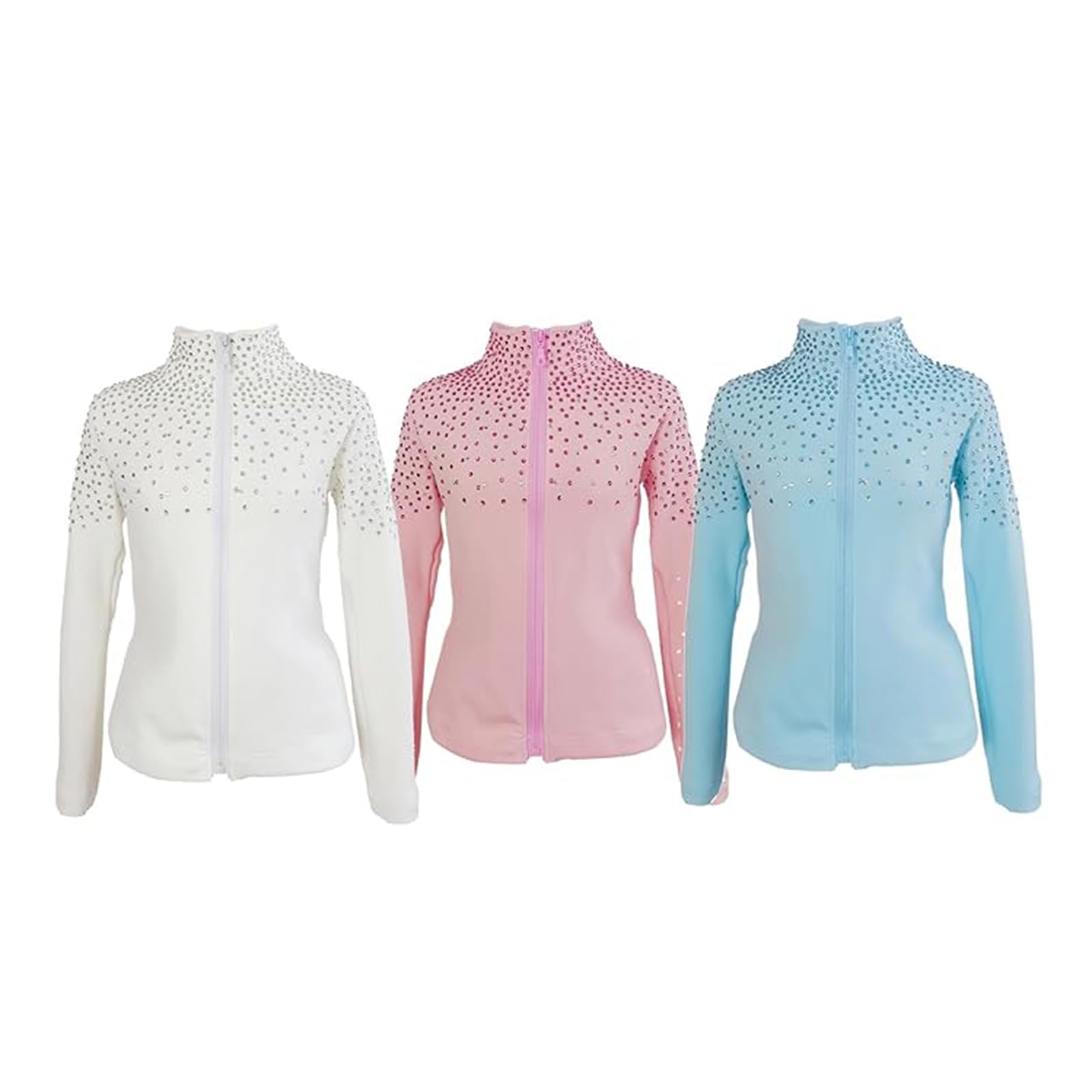 LIUHUO Chaqueta de patinaje sobre hielo para niñas y mujeres, forro polar elástico, para entrenamiento, patinaje artístico, blanco, 4-6 años