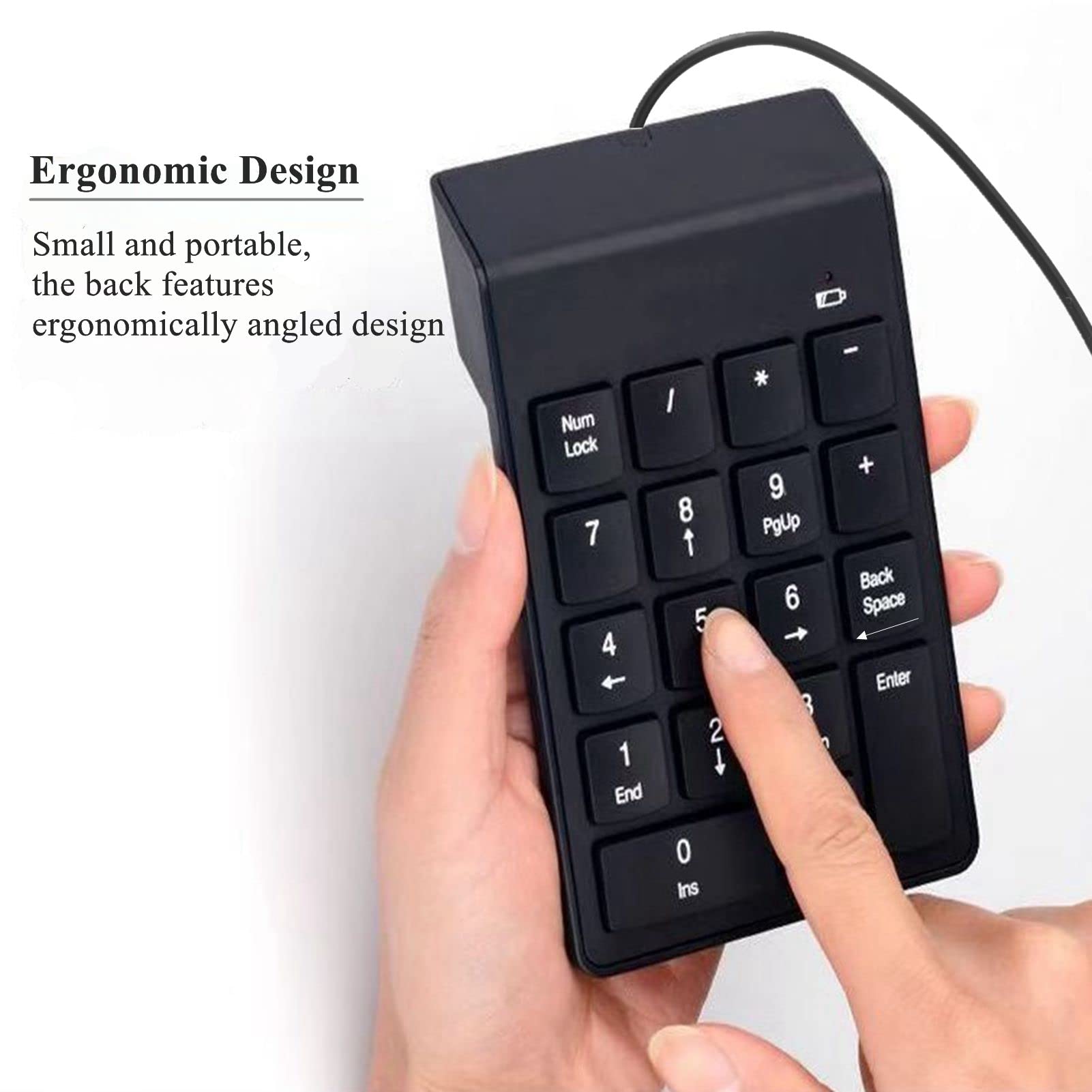 2.4G draadloos numeriek toetsenblok, 18 toetsen draagbaar mini-toetsenbord Bluetooth-numeriek toetsenblok, algemeen Numpad voor laptop, desktop, enz(Wit