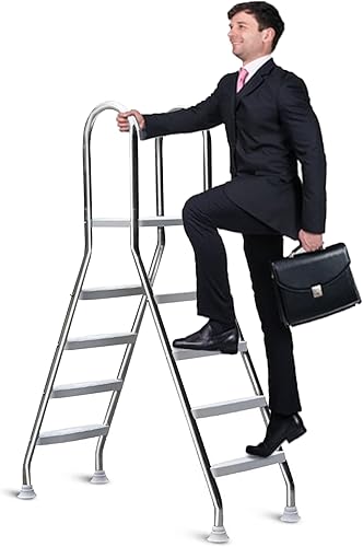 Escalera de piscina de 4 peldaños con carga de 500 libras, escalera antideslizante para piscinas sobre el suelo, escalera de piscina resistente