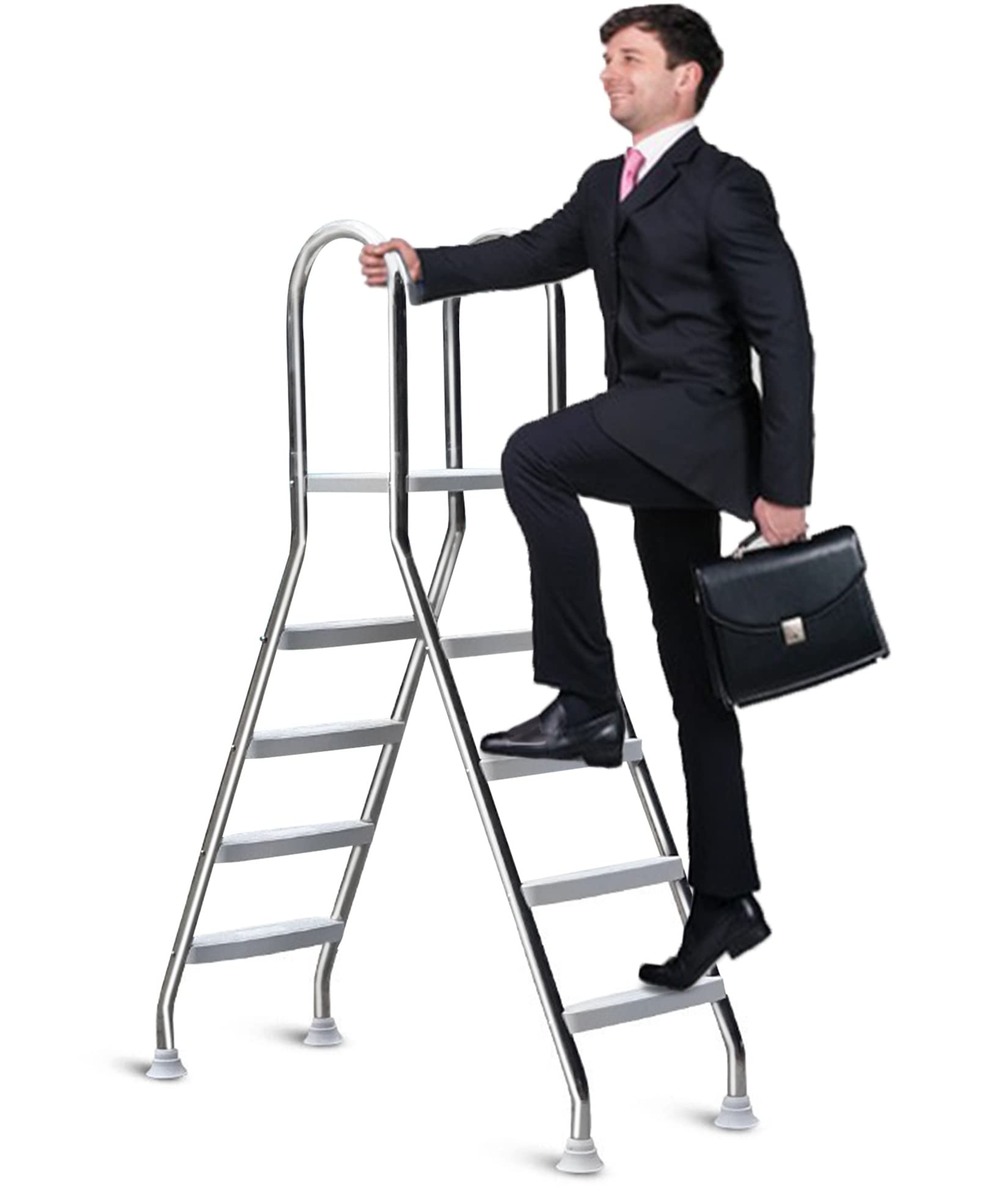 Botowi Silver 4 Steps Pool Ladder Anti Slip Pool Entrance Load 500 Lb, Pool Step Ladder For Swimming Pools Above Ground, Heavy Duty Above Ground Pool Ladder Thicken 304 Stainless Steel Pool Stairs