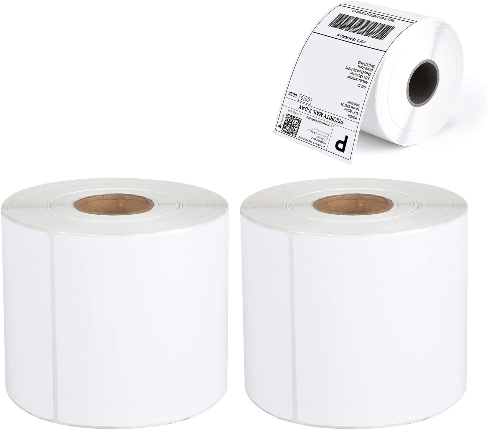 [2 Rolls, 700 Labels] 4"x6" Direct Thermal Shipping Label Compatible with Zebra Printers, Blank Shipping Labels for Amazon FBA,UPS, USPS, Fedex, DHL, Endicia, eBay (2 Roll - 350 Labels per Roll)