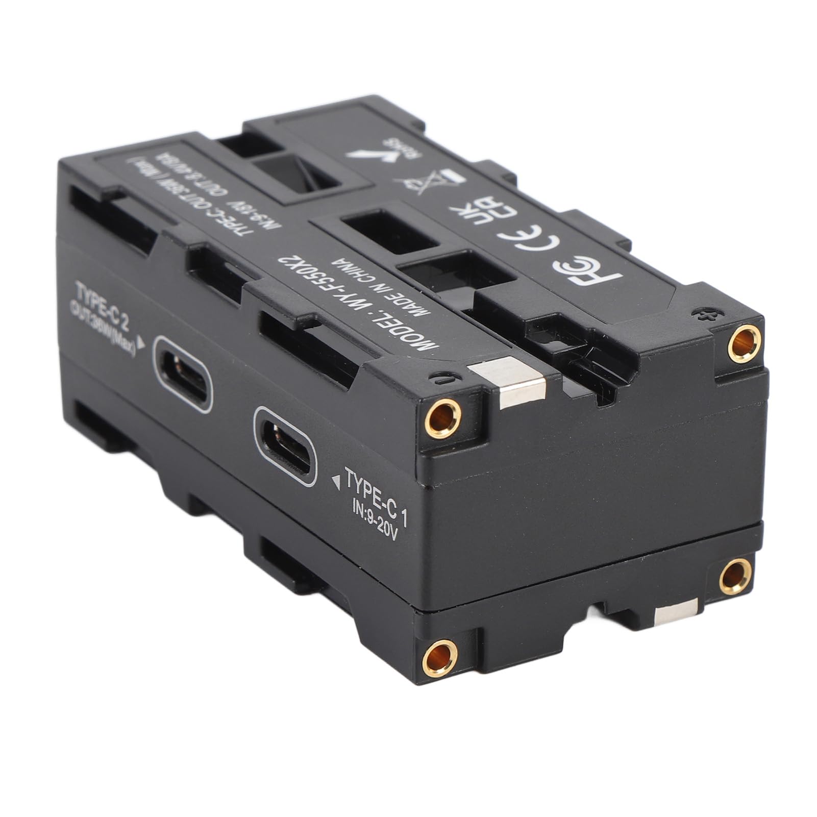 NP-F Dummy-Batterieadapter, Zweiseitig mit Digitalem Display- und Typ-C-PD-Eingang, für die Stromversorgung und das Bild des Kamera