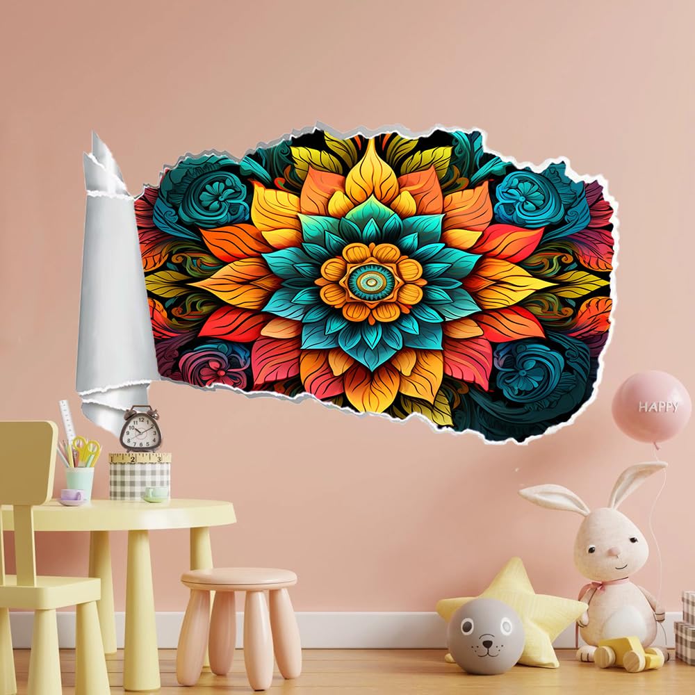 3D Durchbruch Wandtattoo Mädchen Kinderzimmer Blumen Wandaufkleber Dekorative Anlage Wandsticker für Junge Teenager Zimmer Wohnzimmer Schlafzimmer Wandbilder Deko