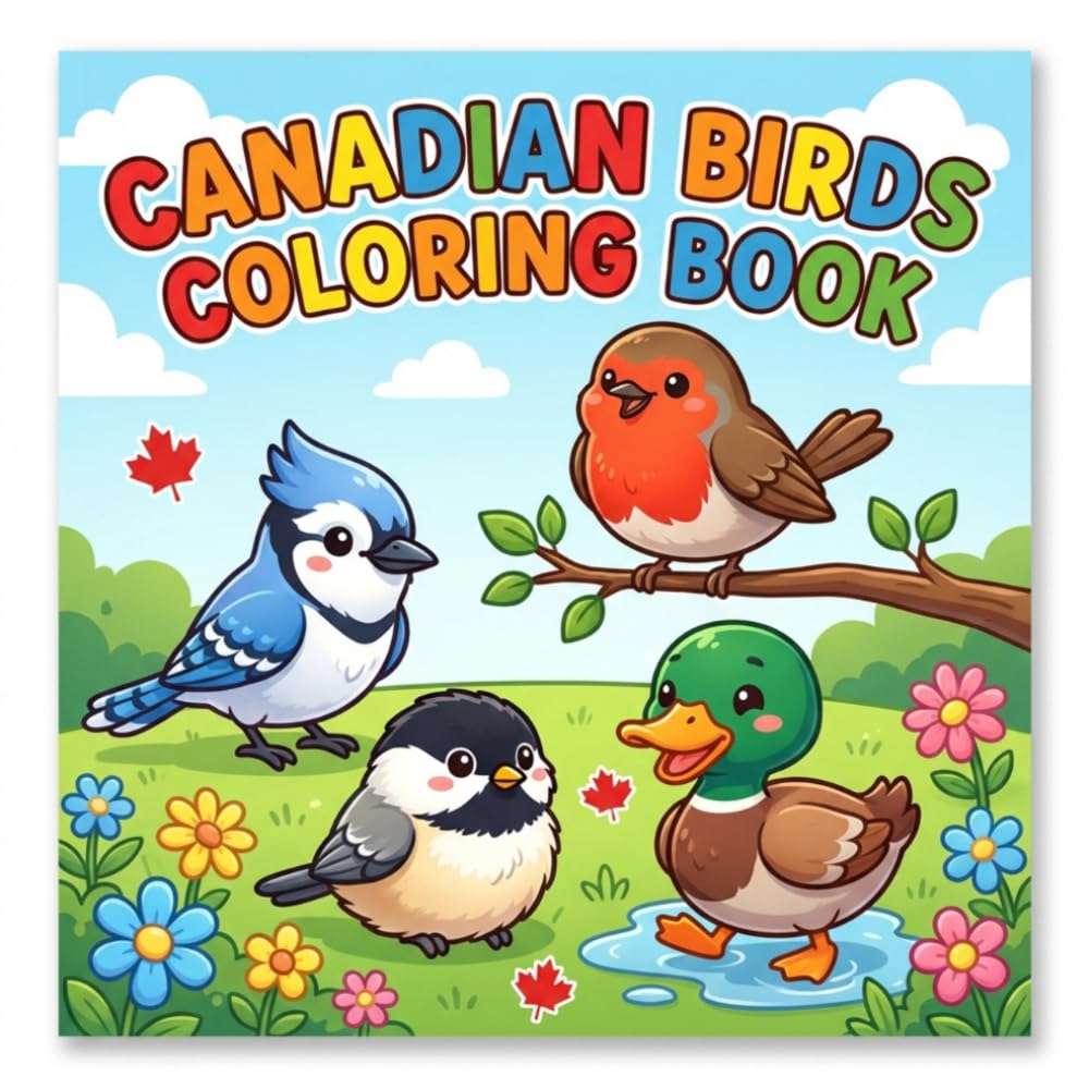 Cute Canadian Birds Coloring Book for Kids: Simple and Adorable Bird Coloring Pages with Bold Lines — Perfect for Toddlers Ages 2–4