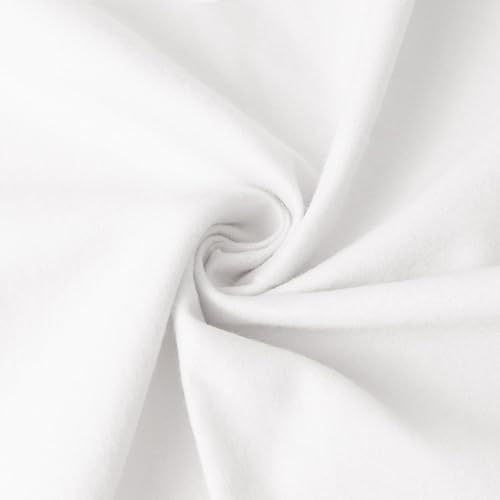 59”W Cotton Flannel Fabric, Super Soft 150GSM, Medium Weight Solid Arts & Crafts Quilting Blanket for Sewing(1Yard, White)
