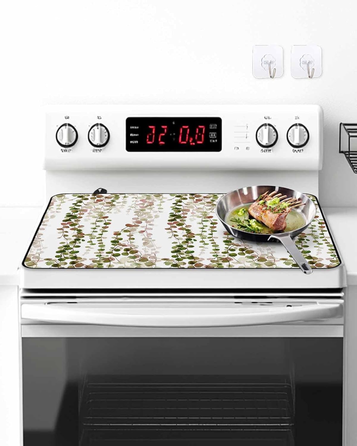 Stove Top Cover Green Yellow Eucalyptus Leaves Stove Cover for Electric Stove Top Leaf Vines Glass Cooktop Covers Anti-Slip Mat Heat Resistant Countertop Protector Kitchen Decor 28.5"x20.5"