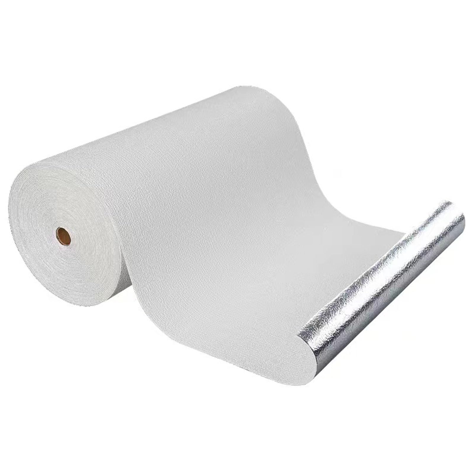 Samoprzylepna tapeta termoizolacyjna, tapeta ścienna odporna na wilgoć z pianki XPE 5 mm - wodoodporna/redukcja szumów (biała, 50 cm x 10 m)