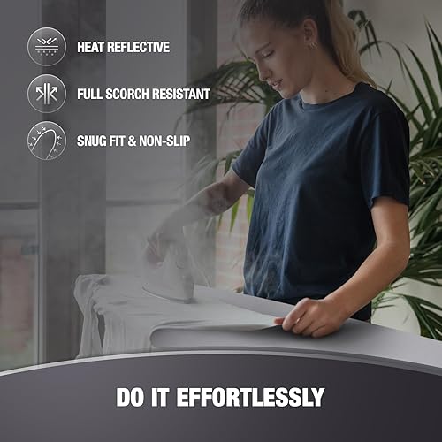 Miniatura 4 de Fundas extra gruesas para tabla de planchar con almohadilla de tamaño estándar de 15 x 54 pulgadas, acolchado reflectante al calor, resistente a la