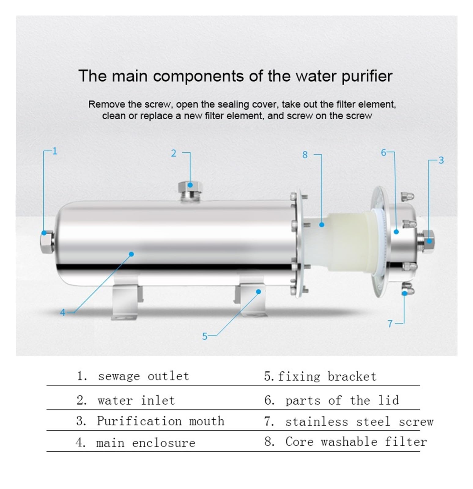 Filtro de agua debajo del fregadero, Purificador de agua Filtro de membrana de ultrafiltración de acero inoxidable, Máquina de equipo de purificación de agua con filtro doméstico para su cocina, baño,