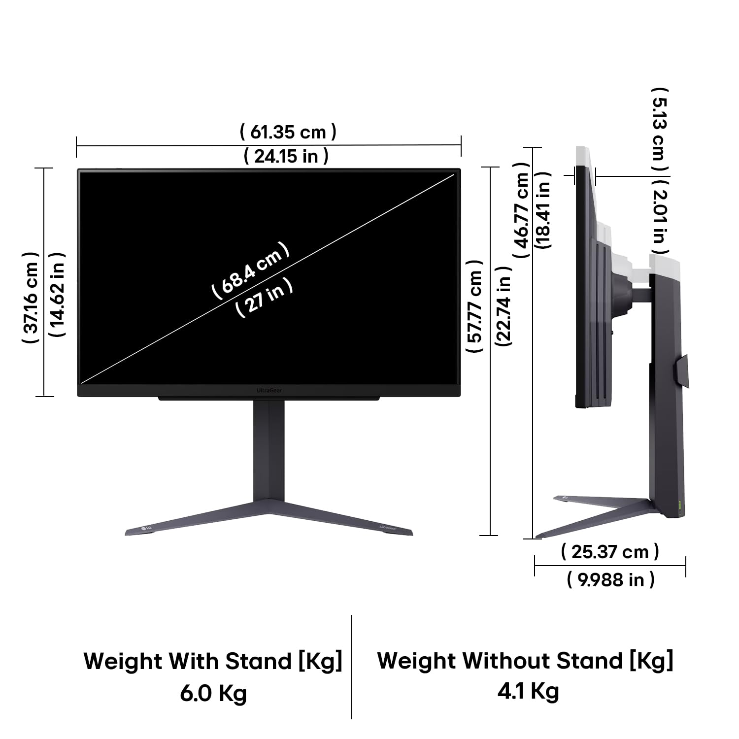 LG Monitor de jogos 27GS75Q-B Ultragear QHD (2560x1440), 68.6 cm