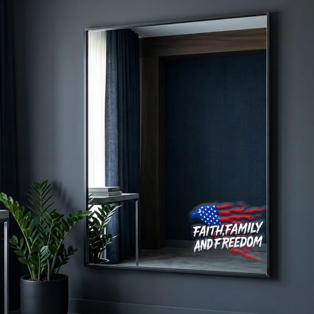 Premium Faith Family and Freedom Car Decal American Flag Eagle Christian Vinyl Sticker Waterproof Patriotic Religious Quote Car Window Bumper Truck SUV Laptop Gift 6.3 x 5.1 Inches image 3
