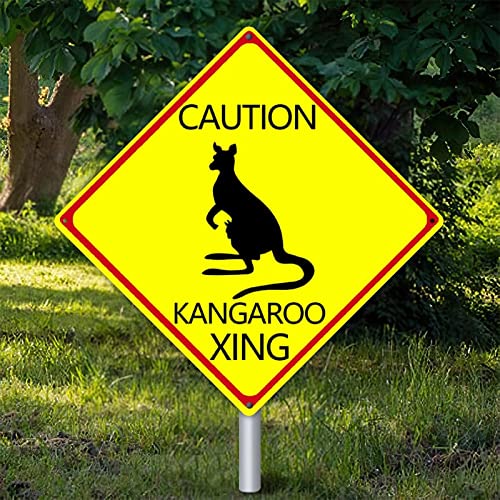 Silhouette de kangourou sur plaque en métal jaune rétro pour embellir votre porche et votre cour