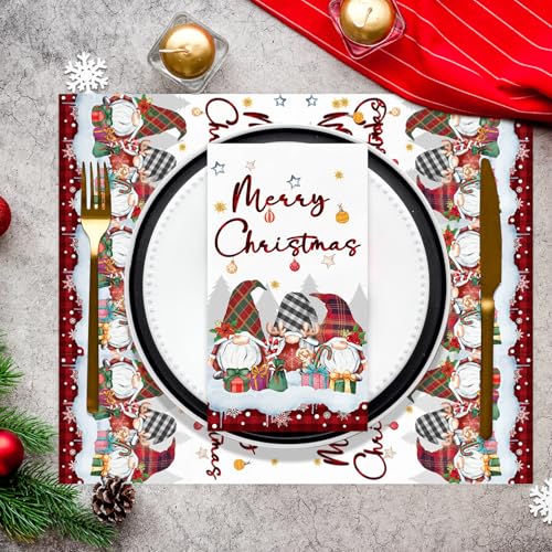 100PCS Christmas Napkins Disposable 3 Ply Winter Christmas Gnome Paper Napkins Decorative Paper Hand Towels for Bathroom Xmas Guest Napkins for Winter Holiday Cocktail Party – Image 5