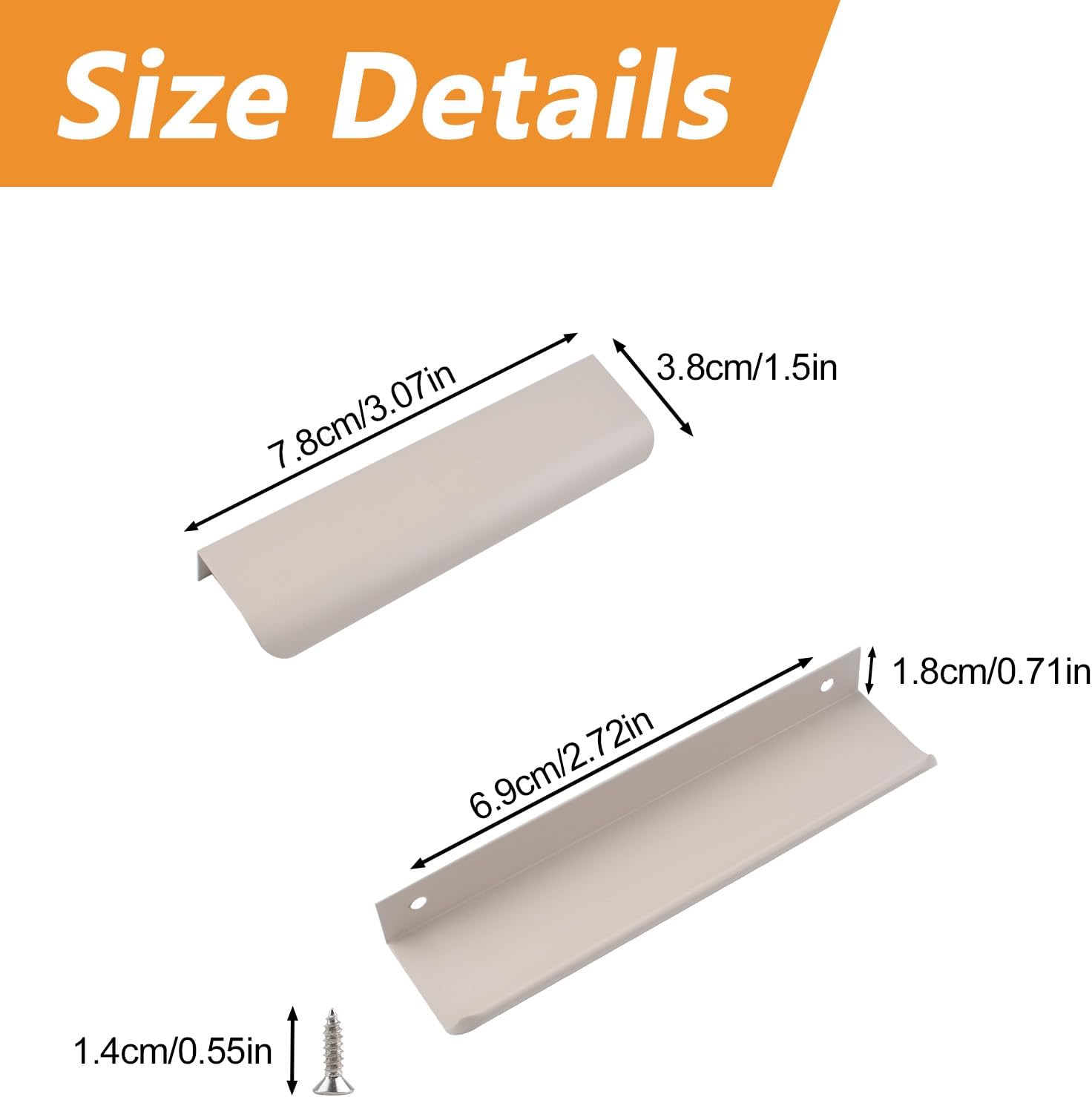 MOROBOR Finger Edge Pull, 16pcs Concealed Handle Modern Style Drawer Handle, Curved Aluminum Alloy Invisible Handle Wardrobe Handles for Cabinet Hardware Drawer, 80mm/Cashmere Gray