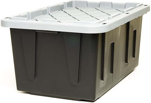 Miniatura 4 de 4427EBKDC.02 Caja de plástico reciclado resistente, contenedor de almacenamiento, 27 galones, negro, 2 unidades