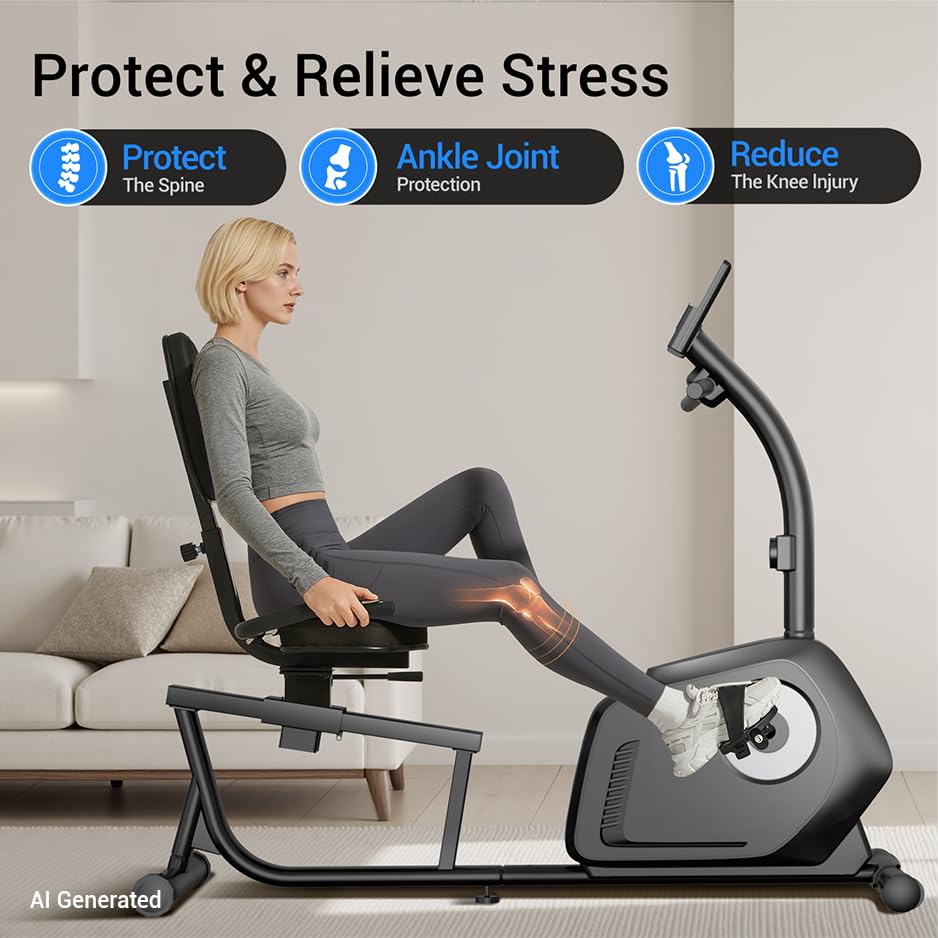 Image of Recumbent Bike,Exercise Bike,16 Magnet Resistance,350LBS Capacity