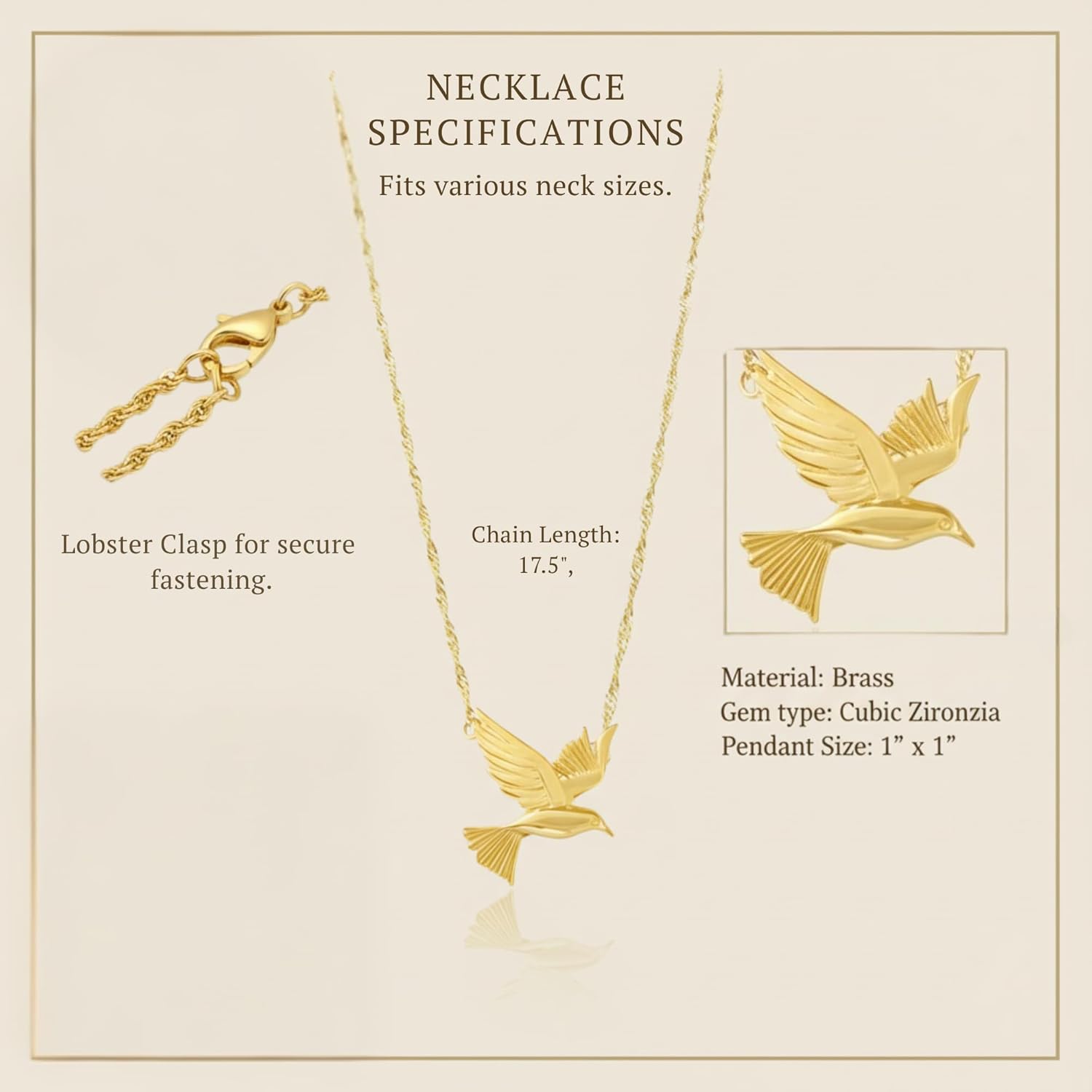 Hummingbird Necklace for Women - Elegant Gold & Silver Bird Pendant Jewelry, Nature-Inspired Gift for Birthday or Special Occasion - Image 5