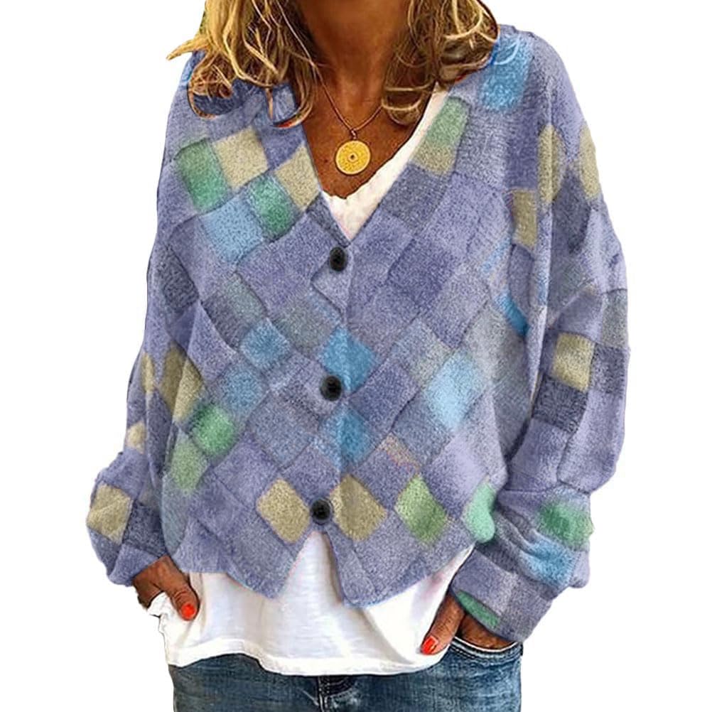 Pull Chandail NTI8W Cardigan à imprimé léopard boutonné sur le devant ouvert à manches longues