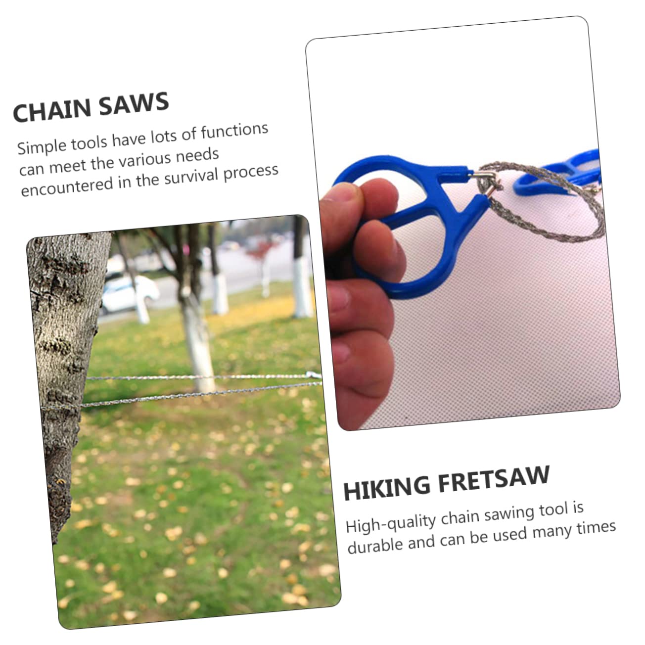 SUPVOX 2pcs Portable Stainless Steel Wire Saws for Emergency Survival Outdoor Activities