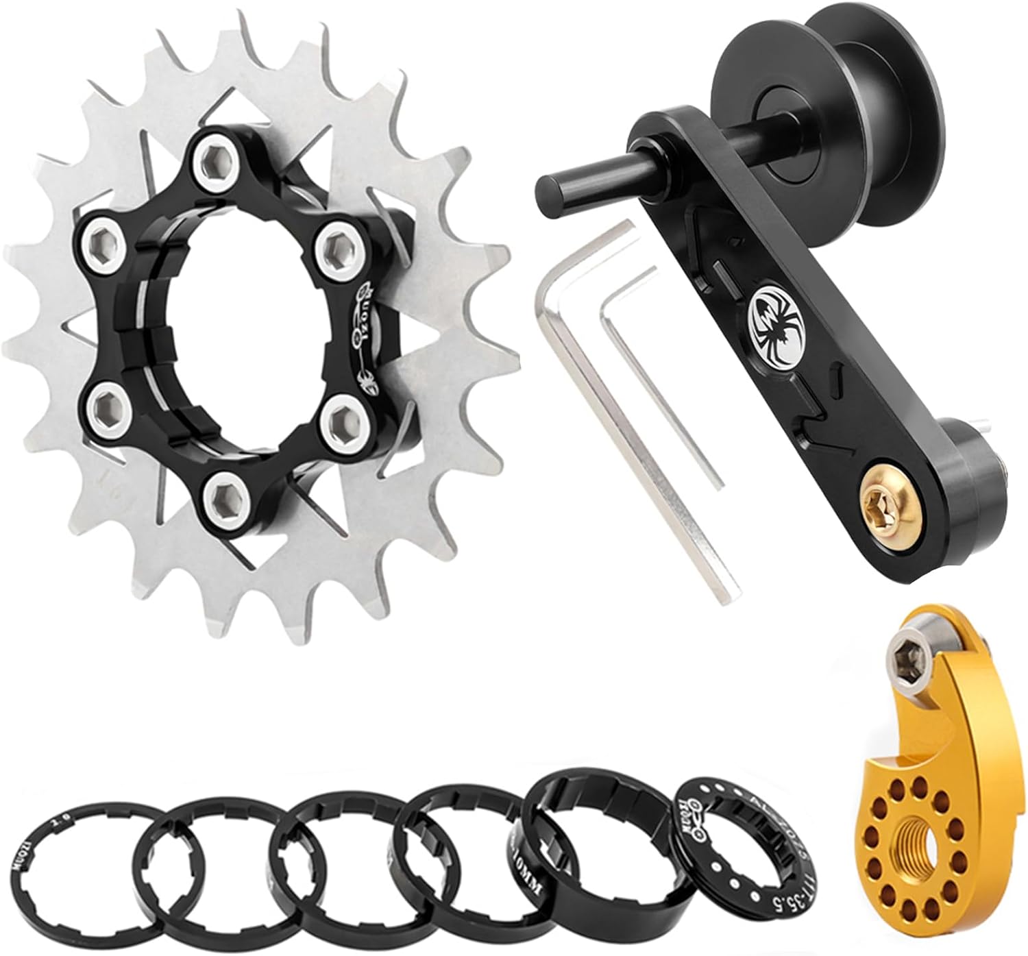 Bike Single Speed Fixie Cassette Conversion Kit 12T/13T/14T/15T/16T /17T/18T/19T/20T/21T/22T Chain Tensioner with Adaptor for Fixed Gear/Fixie Bike