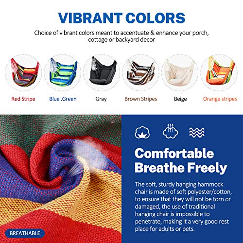 Kpx Ourdoor Hanging Hammock Chair – Comfortable Tree Swing Chair Large Size 110X130Cm （Without Pillows）- 330 Lbs Weight Capacity (White) #TOP5