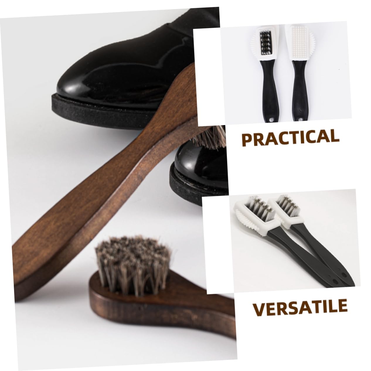 Holibanna 10piezas Cepillo De Pulido De Zapatos Herramienta De Limpieza para Gamuzas Cepillo Mango Ergonomico para Botas y Accesorios
