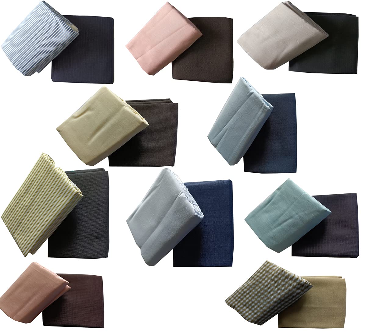 Raymond Fabrics Men's Combo of Unstitched Poly Cotton Plain Shirt and Trouser Fabric Set - Gift Pack (Multicolour_Free Size) Set of 10