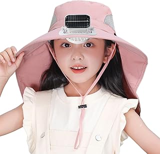 Sombrero de enfriamiento alimentado por energía solar para niños, gorra de pesca al aire libre con solapa para el cuello, recargable, ala ancha, protección solar, impermeable