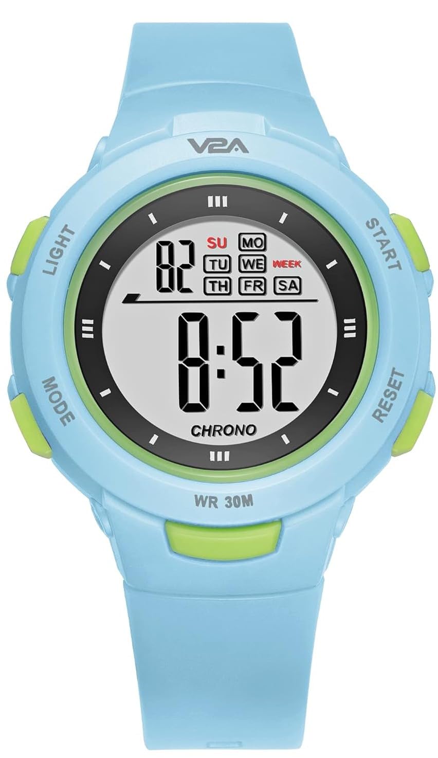 V2A Digital Water Resistant Light Blue Color Sports Leather Watch for Women and Girls | watch for men | wrist watch for men | watch for women | girls watch (B0B2TBXZZZ) Amazon Price History, Amazon Price Tracker