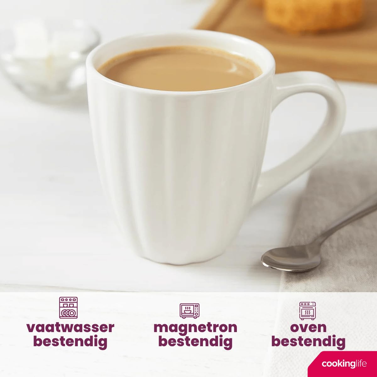 Cookinglife Filiżanki Cardida Off White 350 ml - 6 sztuk