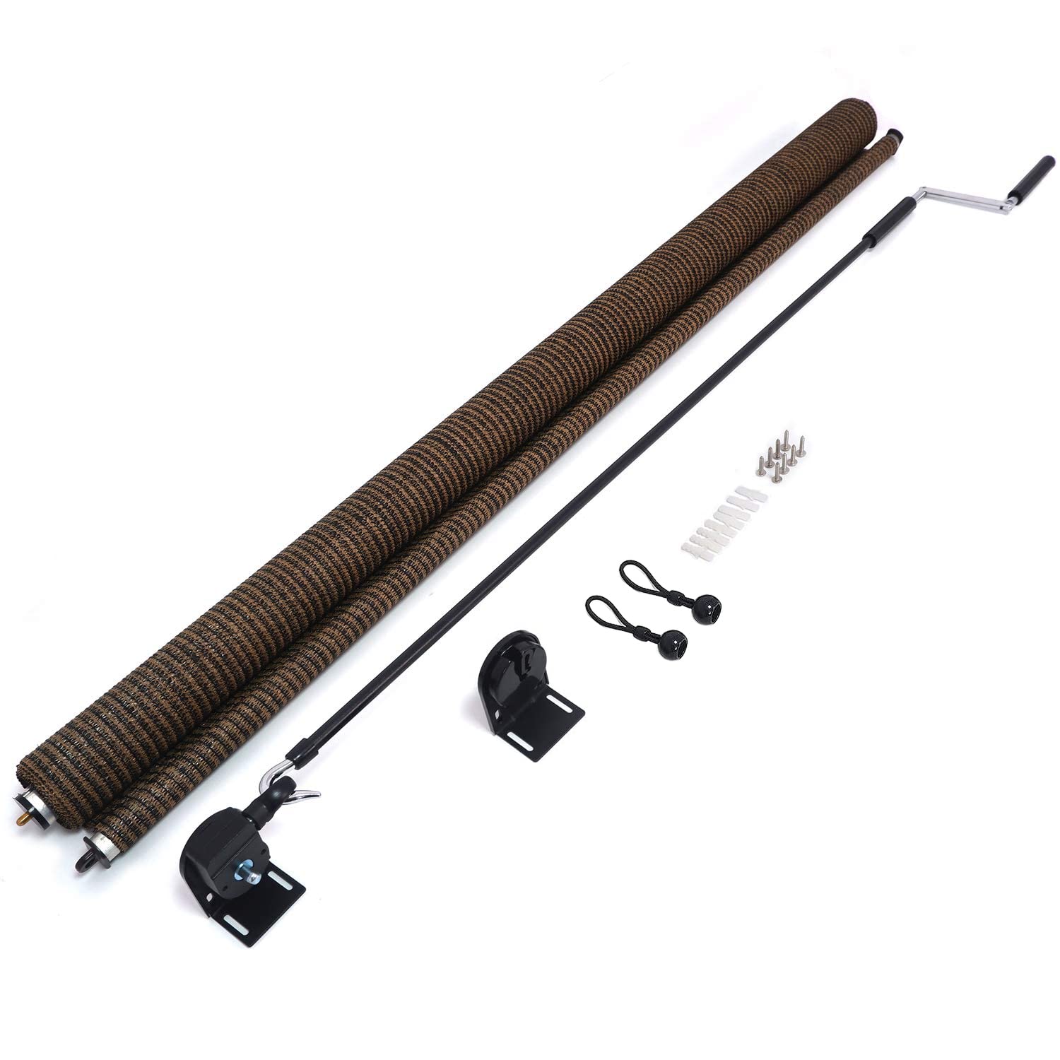 HTTMT- Roller Shade Blind 4'W x 8'L Outdoor Roller Shade Blind Roll up for Deck Porch Balcony Patio Light Filter [P/N: ET-KLB-HT4*8-Mocha]