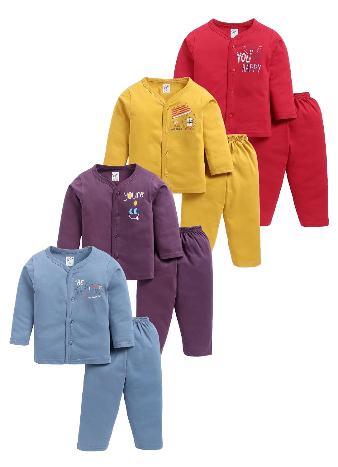 Universal Stars Pure Cotton Full Sleeves Front Open Tshirt and Full Pant Set for Infants - Review, Price and Buying Guide