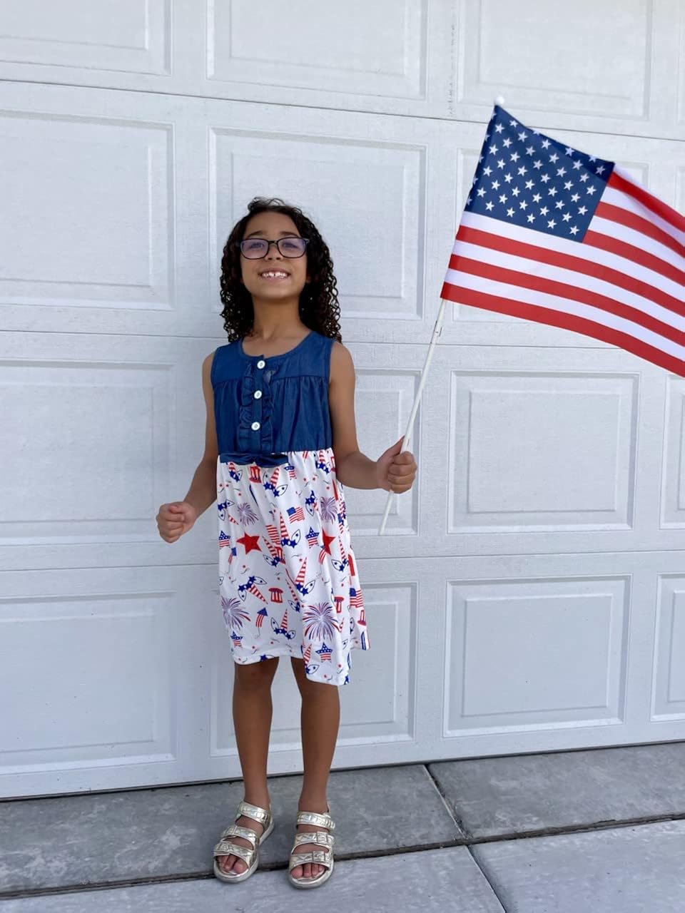 Unique Baby Girls Flag Print Patriotic 4th of July Sleeveless Dress: Clothing, Shoes & Jewelry