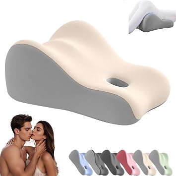 Couples Intimacy Pillow   Memory Foam Positioning Cushion with Waterproof Liner, Ergonomic 3D Curve for Hip & Pelvic Support, Discreet Low-Profile Design for Comfortable Couples PositionsWhite