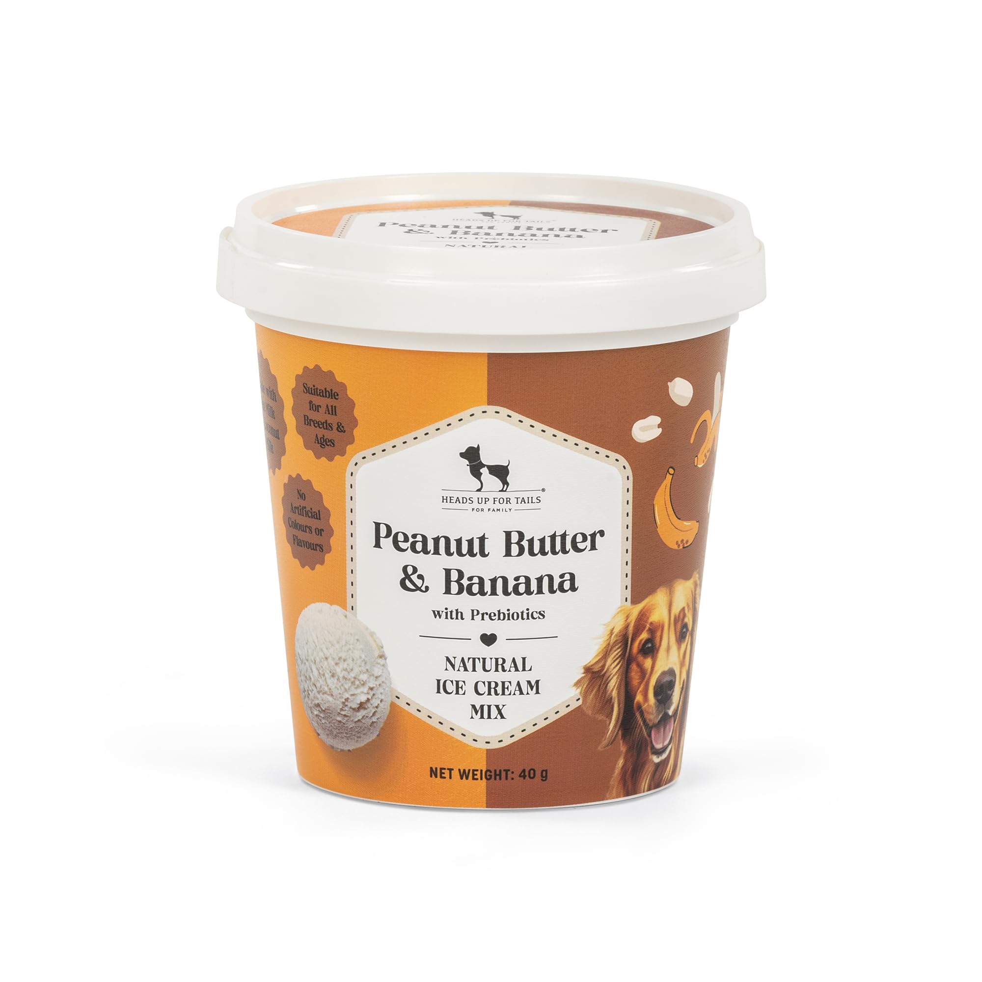 huft peanut butter & banana dog ice cream mix – 40 gm (pack of 3) | natural treats with prebiotics for dogs | easy to prepare frozen dessert | healthy snack for all life stages & breeds dogs