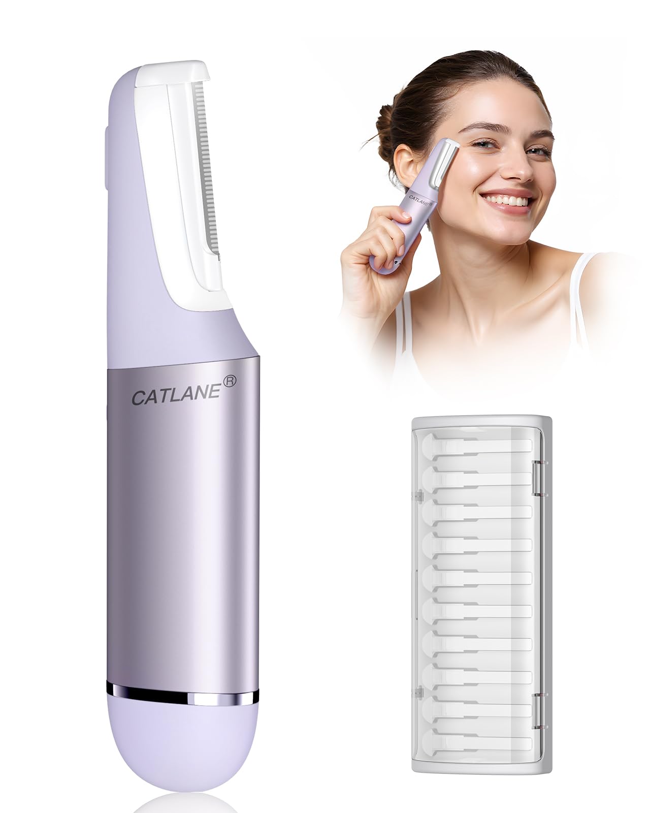 Dermaplane Razor for Women Face Dermaplaning Tool for Face Sonic Smooth Exfoliation Peach Fuzz-Hair Removal System with 10