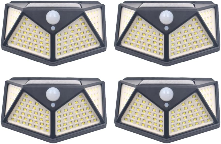 Saska Outdoor Solar Wall Light, 100LED/3 Modes 270° Lighting Angle Motion Sensor Security Lights, IP65 Waterproof Solar Po (4)